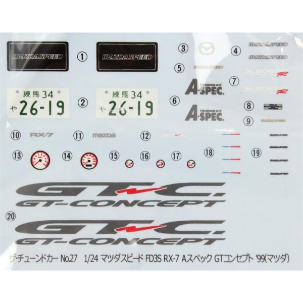 1/24 Mazda Speed Fd3S Rx-7 A-Spec Gt-C 99 Maketi, Aoshima Model 05358 - Görsel 6