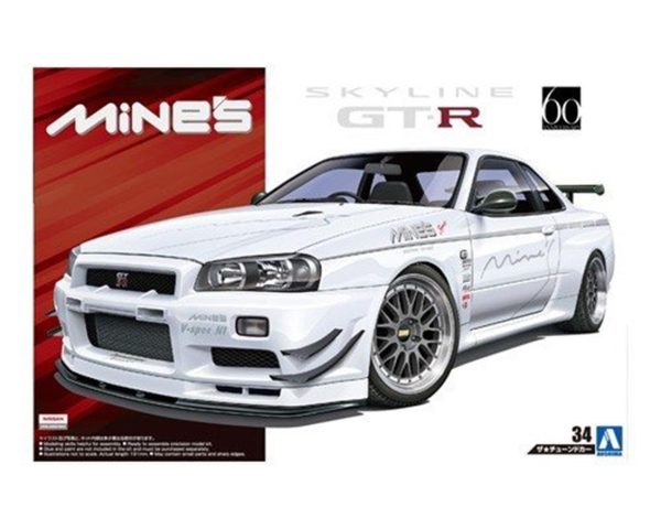 1/24 Mine S Bnr34 Skyline Gt-R 02 Maketi, Aoshima Model 05365