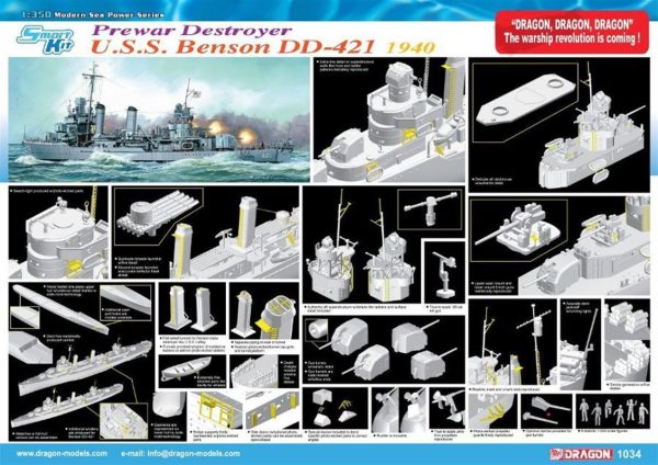 1/350 Uss Benson Dd-421 1940, Dragon 1034 - Görsel 3