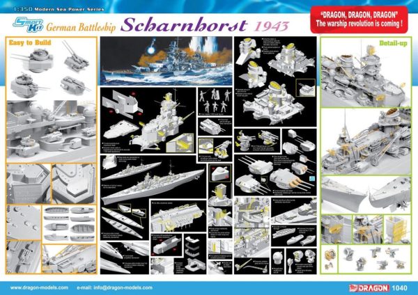 1/350 German Battleship Scharnhorst Ake, Dragon 1040 - Görsel 2