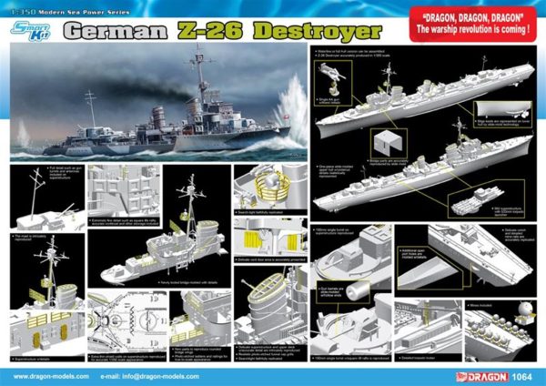 1/350 German Z 26 Destroyer, Dragon 1064 - Görsel 2