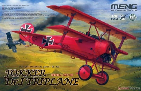 1/32 Fokker Dr.I Kızıl Baron Üç Kanatlı Savaş Uçağı Maketi, Meng QS002