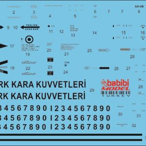 1/48 AH-1W Türk Kara Kuvvetleri Dekal Çıkartma, Babibi DBT01243