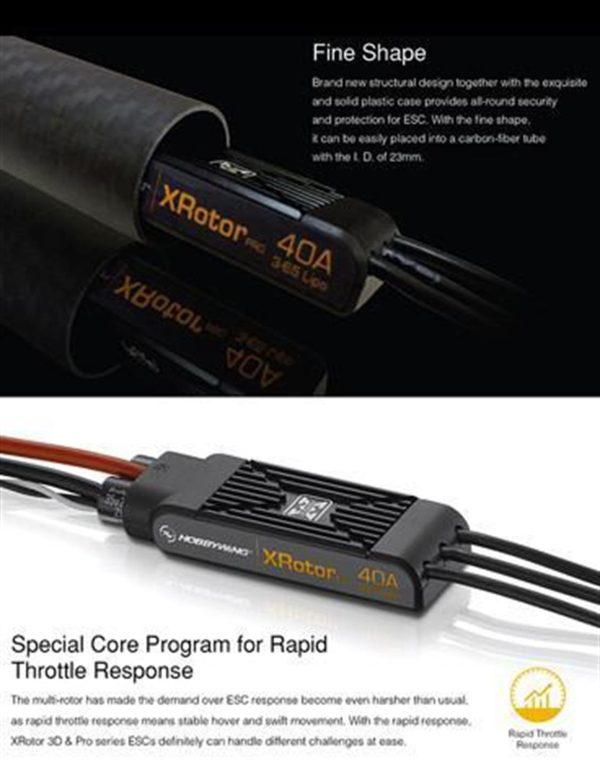 XROTOR PRO-40A-3D Wire Leaded Fırçasız Motor için ESC, Hobbywing 30902003 - Görsel 3