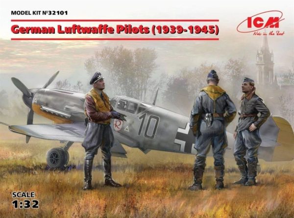 1/32 German Luftwaffe Pilots 19391945 3 Figu Maketi, ICM 32101