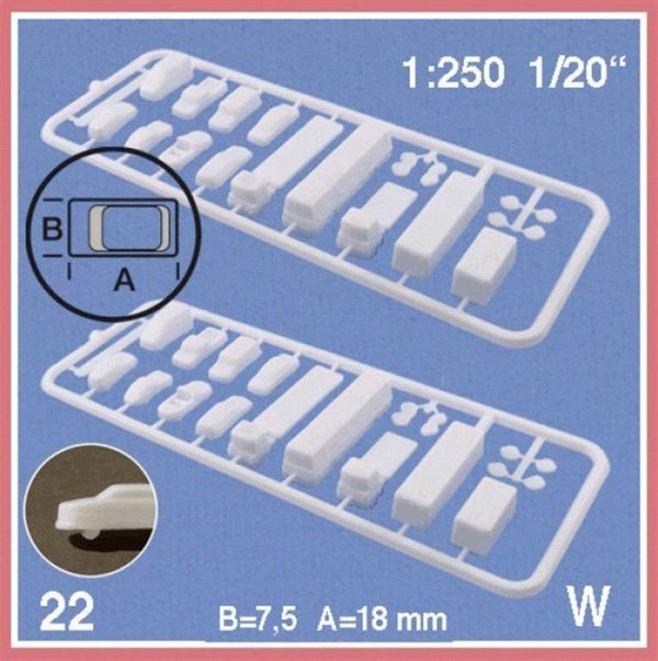 1/250 Araba-8 Farklı Model-Beyaz-22 Adet, Schulcz 331101