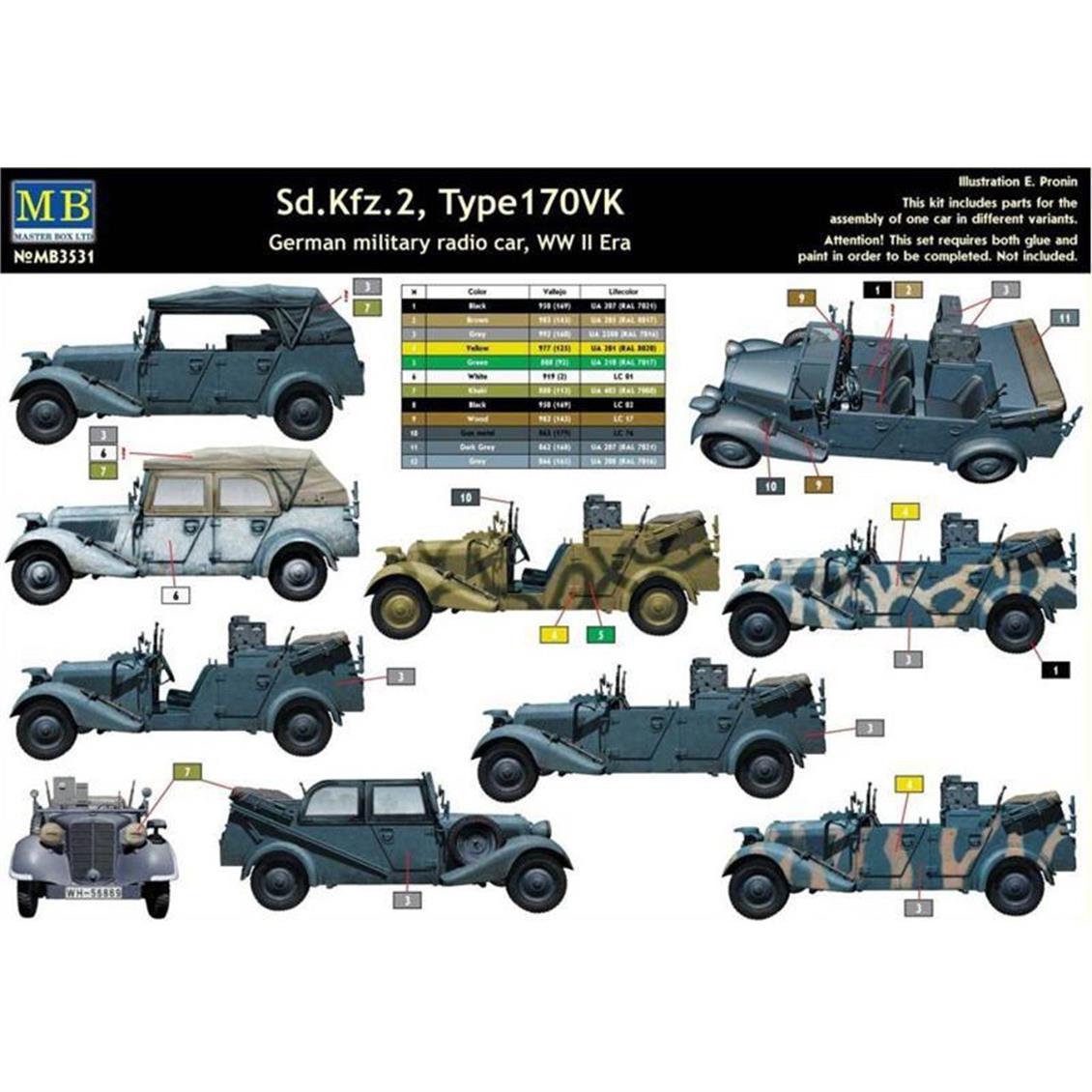 1/35 Sd.Kfz. 2 Type 170 Vk German Military R, Master Box 3531 - Görsel 2