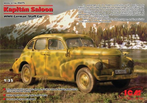 Kapitän Saloon WWII German Staff Car Maketi, ICM 35475