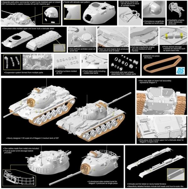 1/35 Idf Magach 3 Maketi, Dragon 3567 - Görsel 3