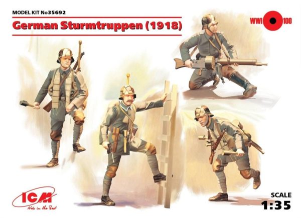 German Sturmtruppen (1918) (4 Figures) Ger Maketi, ICM 35692