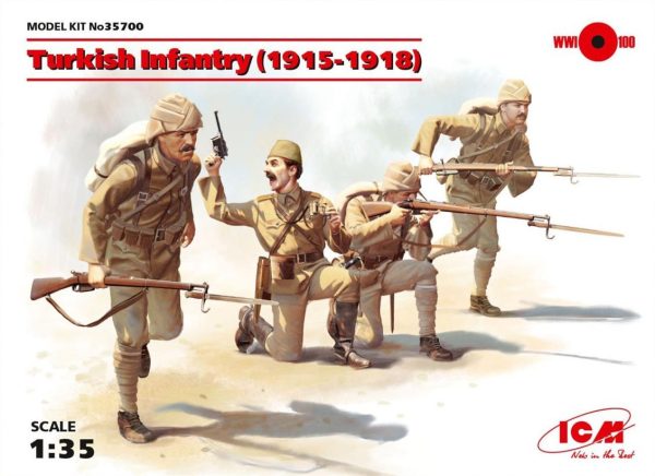 1/35 Turkish Infantry 19151918 4 Figures Ne Maketi, ICM 35700