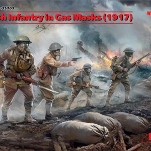 British Infantry İn Gas Masks (1917) (4 Fi Maketi, ICM 35703