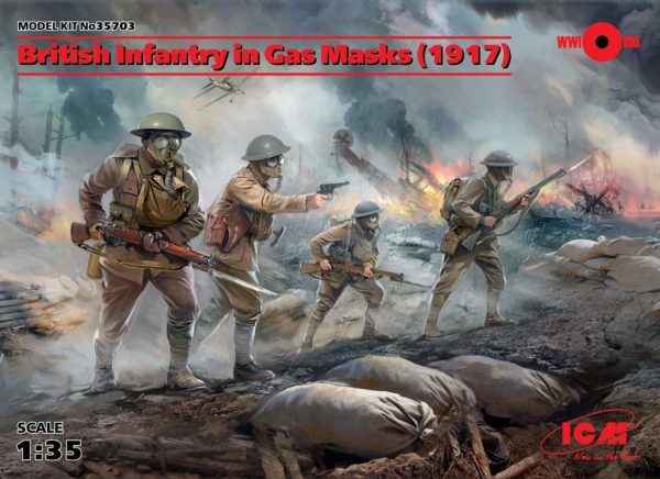 British Infantry İn Gas Masks (1917) (4 Fi Maketi, ICM 35703