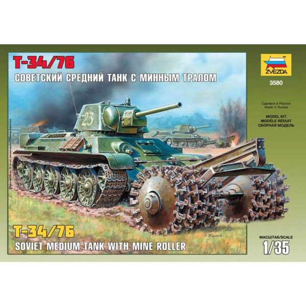 1/35 T-34/76 Mayın Temizleyicili Sovyet Tankı Maketi, Zvezda 3580
