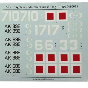 1/48 Allied Fighters Under The Turkish Flag, Tiger Head Decals 48001