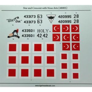 1/48 Star and Crescent with Nose Arts Turkis, Tiger Head Decals 48005