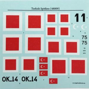 1/48 Turkish Spitfires, Tiger Head Decals 48009