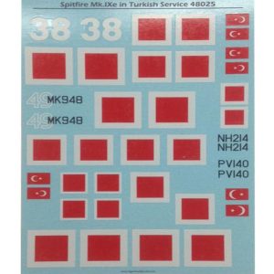 1/48 Spitfire Mk.Ixe in Turkish Service, Tiger Head Decals 48025