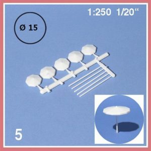 1/250 Şemsiye -Beyaz -15 Mm Çap-5 Adet, Schulcz 51015