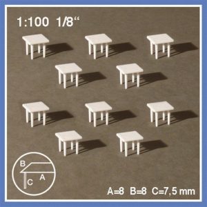 1/100 -Kare Masa-Beyaz-10 Adet, Schulcz 546070