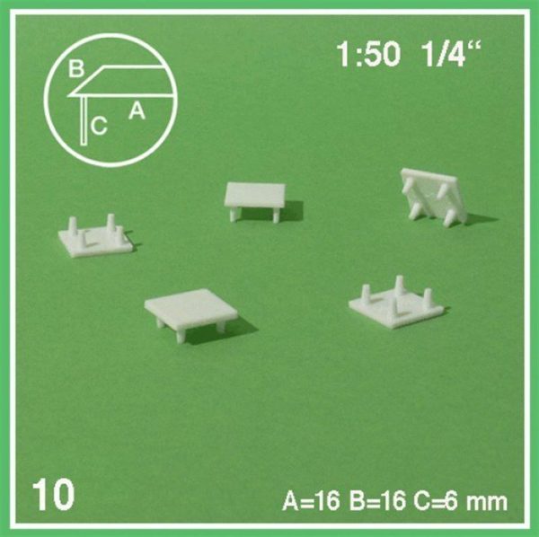1/50 Kare Sehpa -16X16X6 Mm--Beyaz -5 Adet, Schulcz 5561102