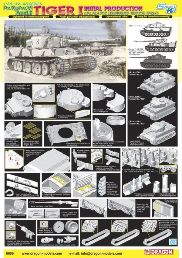 1/35 Tiger I Initial Production Maketi, Dragon 6600 - Görsel 2