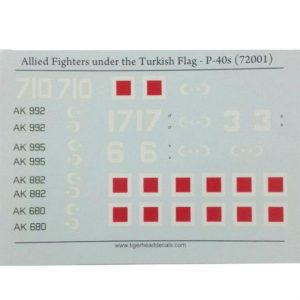 1/72 Allied Fighters under the Turkish Flag, Tiger Head Decals 72001