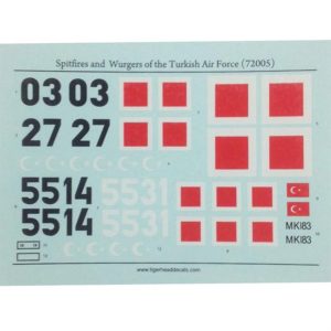1/72 Spitfires and Wurgers of the Turkish Ai, Tiger Head Decals 72005