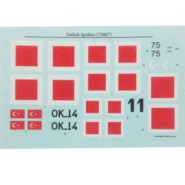 1/72 Turkish Spitfires, Tiger Head Decals 72007