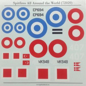 1/72 Spitfires All Around the World, Tiger Head Decals 72020
