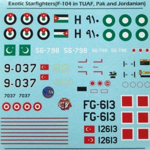 1/72 Exotic Starfighters F-104 in TUAF Pak, Tiger Head Decals 72025