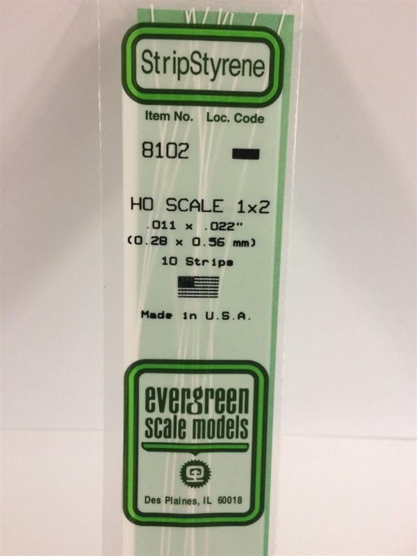 Plastik Çıta-355Mm Boy-0 28X0 56Mm-10 Adet -B, Evergreen 8102