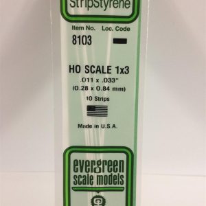 Plastik Çıta-355Mm Boy-0 28X0 84Mm-10 Adet -B, Evergreen 8103