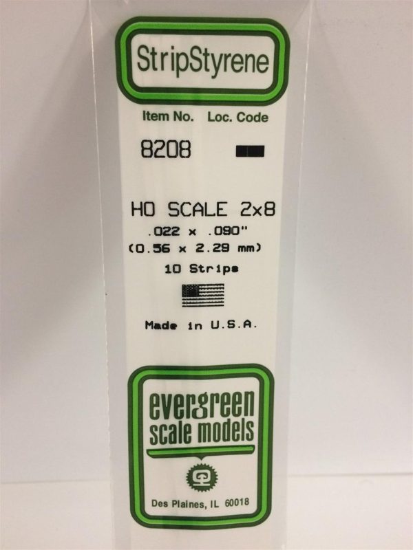 Plastik Çıta-355Mm Boy-0 56X2 29Mm-10 Adet -B, Evergreen 8208