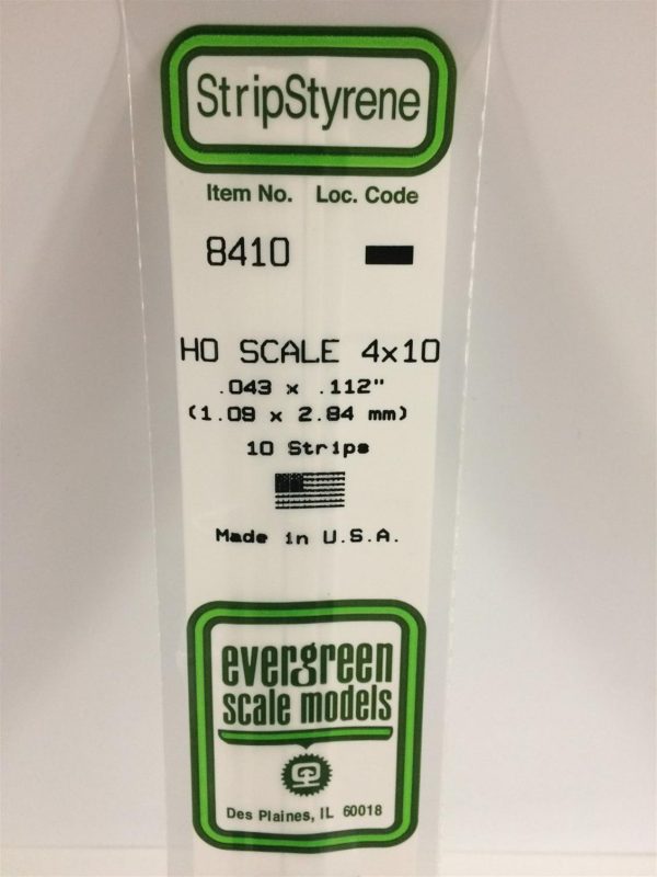 Plastik Çıta-355Mm Boy-1 09X2 84Mm-10 Adet -B, Evergreen 8410