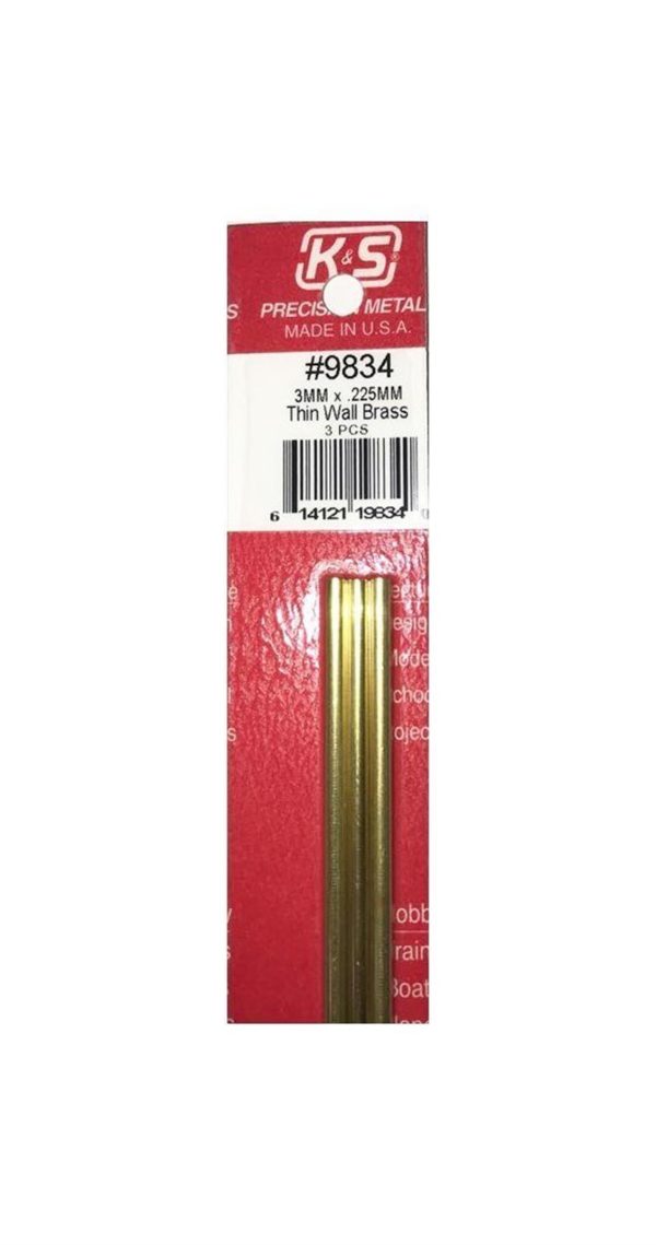 Thın Wall Brass Tubes-3Mm Odx.225Mm Wallx300M, K&S 9834