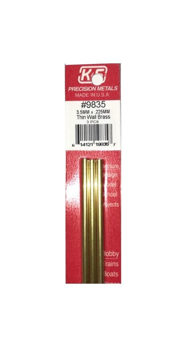 Thın Wall Brass Tubes-3.5Mm Odx.225Mm Wallx30, K&S 9835