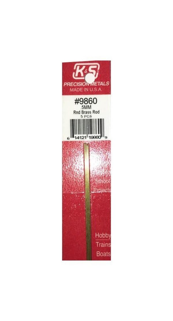 Round Brass Rods-.5Mm Diameterx300Mm-5Pcs, K&S 9860