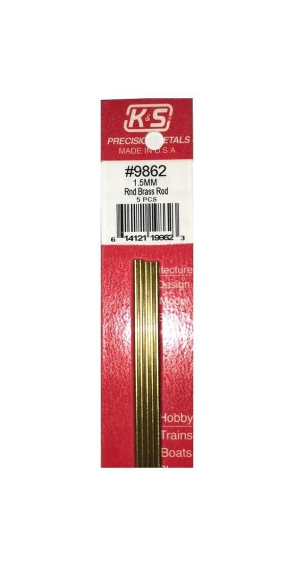 Round Brass Rods-1.5Mm Diameterx300Mm-5Pcs, K&S 9862