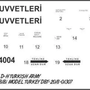 1/110 AN-205 ve UH-1 D-H Kara Kuvvetleri Dekal Çıkartma, Babibi DBT01307
