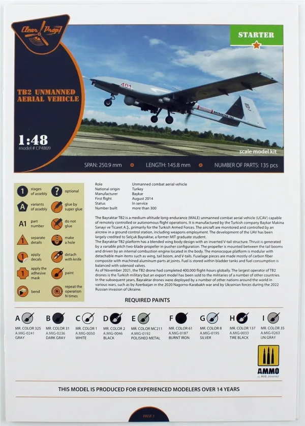 1/48 TB.2 Silahlı İnsansız Hava Aracı Maketi, Clear Prop Models 4809 - Görsel 3