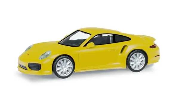 1/87 Porsche 911 Turbo Racing Sarı Küçük Araba Modeli, Herpa 028615-003
