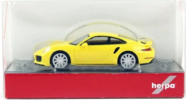 1/87 Porsche 911 Turbo Racing Sarı Küçük Araba Modeli, Herpa 028615-003 - Görsel 3