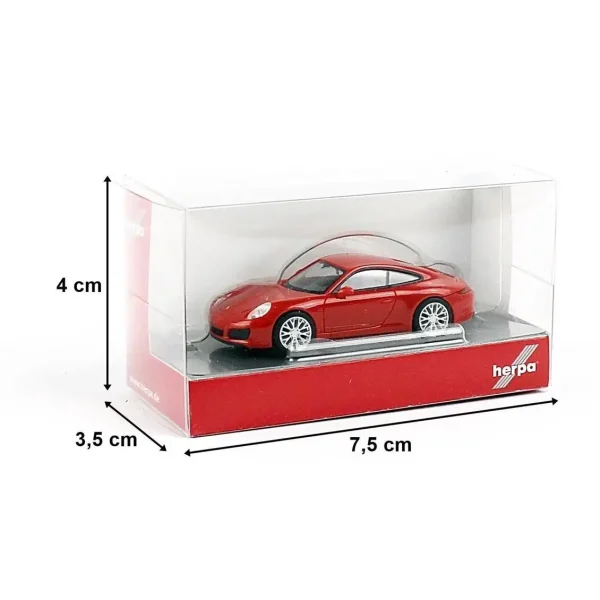 1/87 Porsche 911 Carrera4S Kırmızı Küçük Araba Modeli, Herpa 028639-002 - Görsel 2