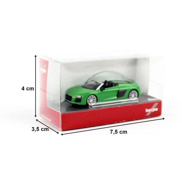1/87 Audi R8 V10 Spyder Yeşil Küçük Araba Modeli, Herpa 028691-002 - Görsel 2