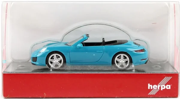 1/87 Porsche 911 C2 Cabrio Miami Mavisi Küçük Araba Modeli, Herpa 028844-002 - Görsel 3