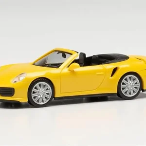 1/87 Porsche Turbo Cabrio Sarı Küçük Araba Modeli, Herpa 028929-002