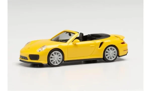1/87 Porsche Turbo Cabrio Sarı Küçük Araba Modeli, Herpa 028929-002