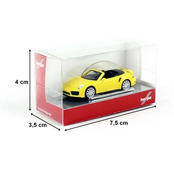 1/87 Porsche Turbo Cabrio Sarı Küçük Araba Modeli, Herpa 028929-002 - Görsel 2