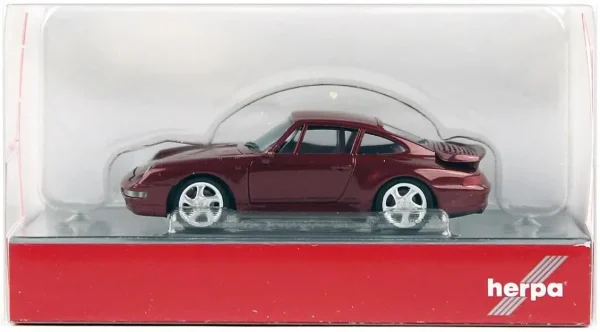 1/87 Porsche 911 Turbo Arenaro Kırmızısı Küçük Araba Modeli, Herpa 031899-002 - Görsel 3